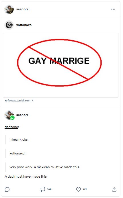 Shares a no-gay-marriage post