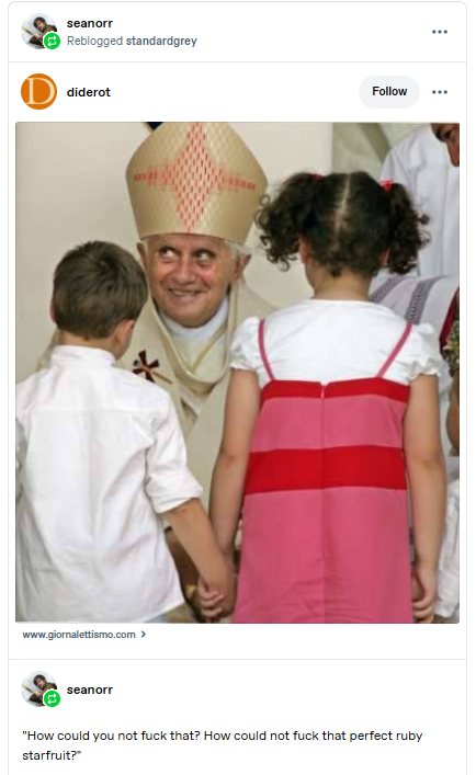 Calls the Pope a pedophile