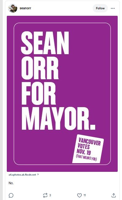 Sean Orr for Mayor — “No”