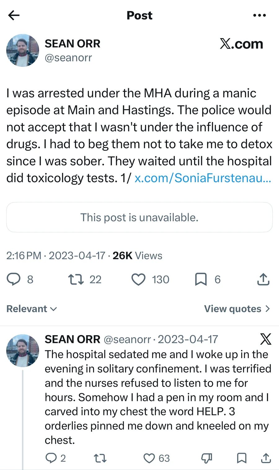 Arrested under the Mental Health Act