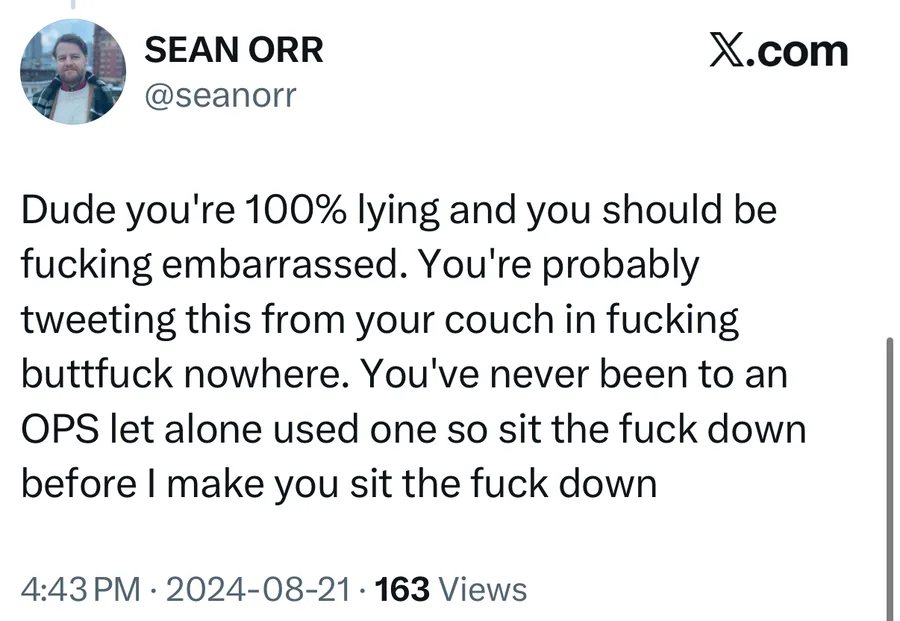 Tells a critic to sit down about OPS