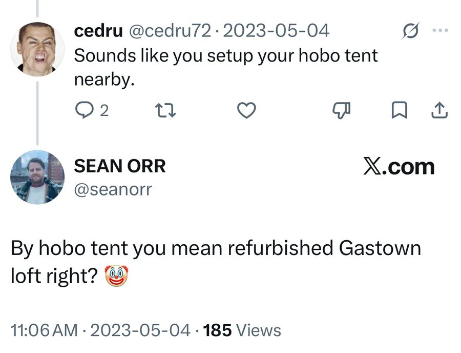 Gastown loft, not a hobo tent