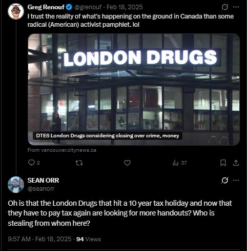 Suggests a DTES London Drugs is stealing from taxpayers