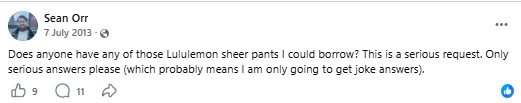 Wants to wear shear pants