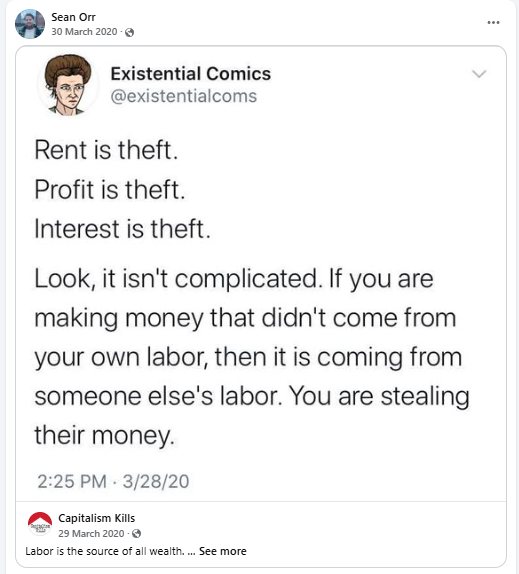 Critical of rent, profit, and interest